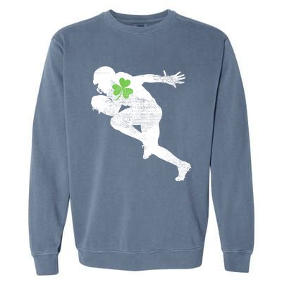 American Football Lovers Green Shamrock Leaf St Patricks Day Garment-Dyed Sweatshirt