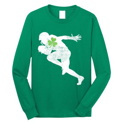 American Football Lovers Green Shamrock Leaf St Patricks Day Long Sleeve Shirt