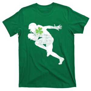 American Football Lovers Green Shamrock Leaf St Patricks Day T-Shirt