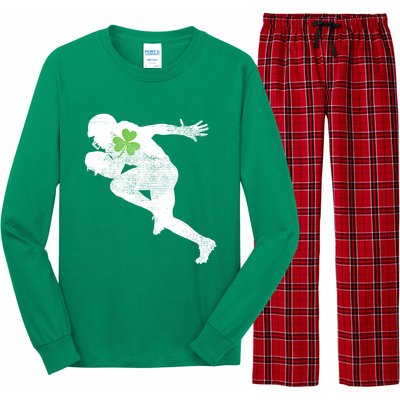 American Football Lovers Green Shamrock Leaf St Patricks Day Long Sleeve Pajama Set