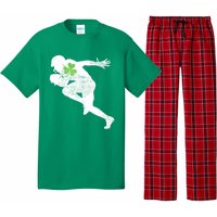 American Football Lovers Green Shamrock Leaf St Patricks Day Pajama Set