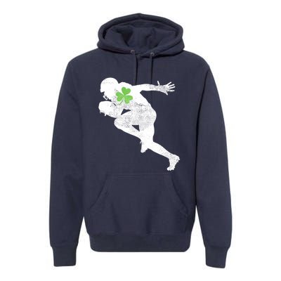 American Football Lovers Green Shamrock Leaf St Patricks Day Premium Hoodie