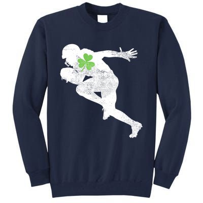 American Football Lovers Green Shamrock Leaf St Patricks Day Tall Sweatshirt