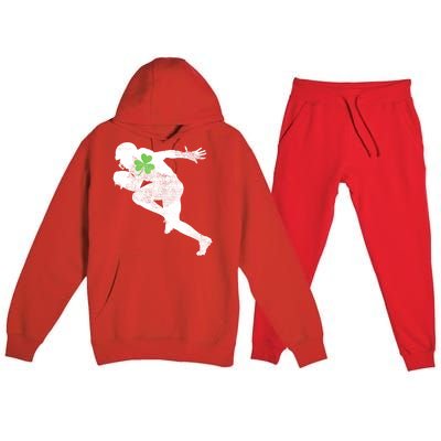 American Football Lovers Green Shamrock Leaf St Patricks Day Premium Hooded Sweatsuit Set