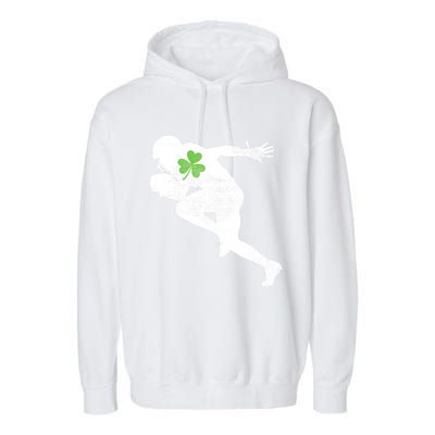 American Football Lovers Green Shamrock Leaf St Patricks Day Garment-Dyed Fleece Hoodie