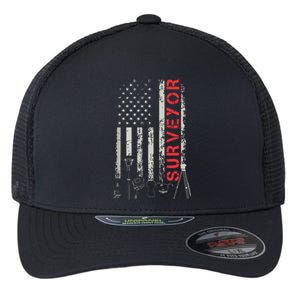 American Flag Land Surveyor Surveying Puns Engineer Flexfit Unipanel Trucker Cap