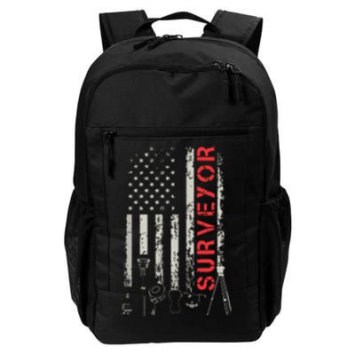 American Flag Land Surveyor Surveying Puns Engineer Daily Commute Backpack