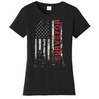 American Flag Land Surveyor Surveying Puns Engineer Women's T-Shirt