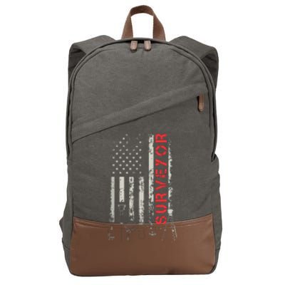 American Flag Land Surveyor Surveying Puns Engineer Cotton Canvas Backpack