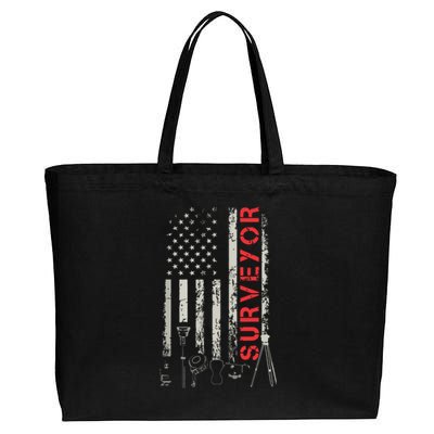 American Flag Land Surveyor Surveying Puns Engineer Cotton Canvas Jumbo Tote