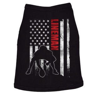 American Football Lineman Offensive Playerl Us Flag Doggie Tank