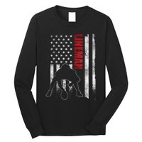 American Football Lineman Offensive Playerl Us Flag Long Sleeve Shirt