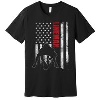 American Football Lineman Offensive Playerl Us Flag Premium T-Shirt