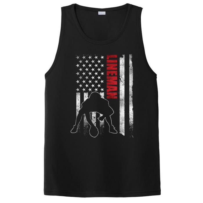 American Football Lineman Offensive Playerl Us Flag PosiCharge Competitor Tank