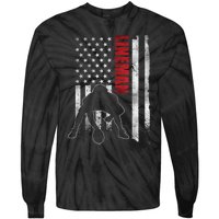 American Football Lineman Offensive Playerl Us Flag Tie-Dye Long Sleeve Shirt