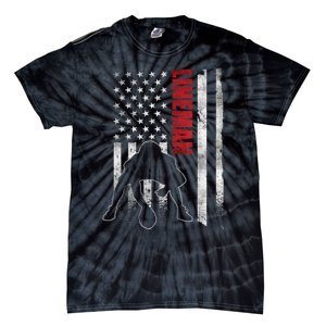 American Football Lineman Offensive Playerl Us Flag Tie-Dye T-Shirt