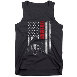 American Football Lineman Offensive Playerl Us Flag Tank Top