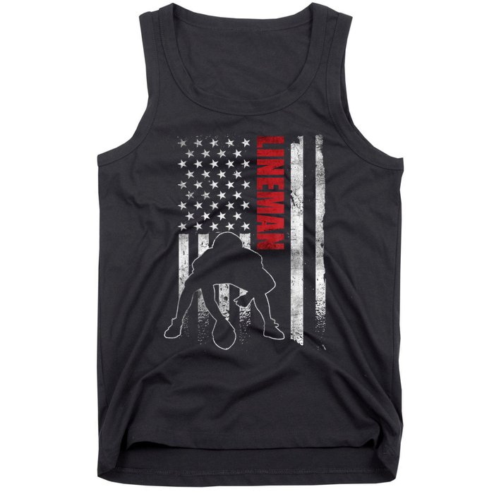 American Football Lineman Offensive Playerl Us Flag Tank Top