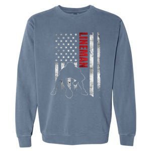 American Football Lineman Offensive Playerl Us Flag Garment-Dyed Sweatshirt