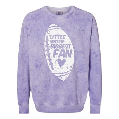 American Football Little Sister Biggest Fan Family Colorblast Crewneck Sweatshirt