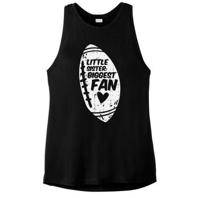 American Football Little Sister Biggest Fan Family Ladies PosiCharge Tri-Blend Wicking Tank