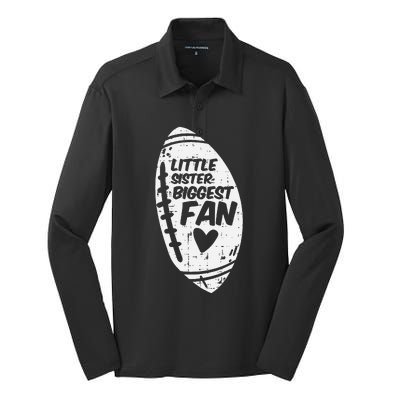 American Football Little Sister Biggest Fan Family Silk Touch Performance Long Sleeve Polo