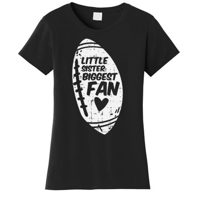 American Football Little Sister Biggest Fan Family Women's T-Shirt