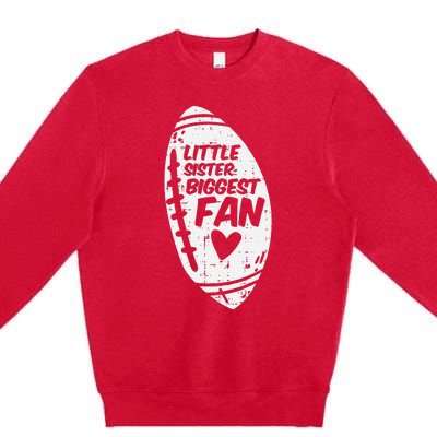 American Football Little Sister Biggest Fan Family Premium Crewneck Sweatshirt