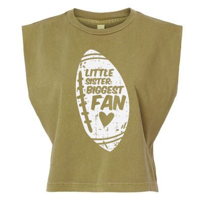 American Football Little Sister Biggest Fan Family Garment-Dyed Women's Muscle Tee