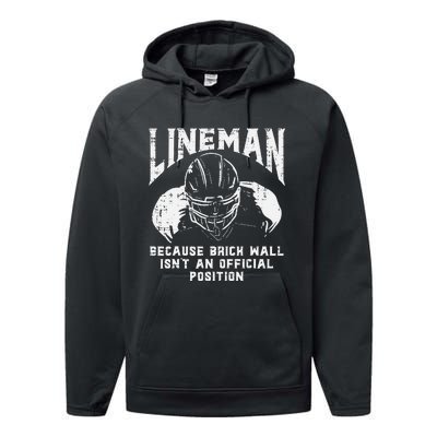 American Football Lineman Brick Wall Funny Quote Performance Fleece Hoodie