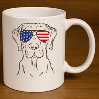 American Flag Labrador Retriever Patriotic 4th Of July Gifts 11oz C Handle Ceramic Mug