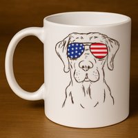 American Flag Labrador Retriever Patriotic 4th Of July Gifts 11oz C Handle Ceramic Mug