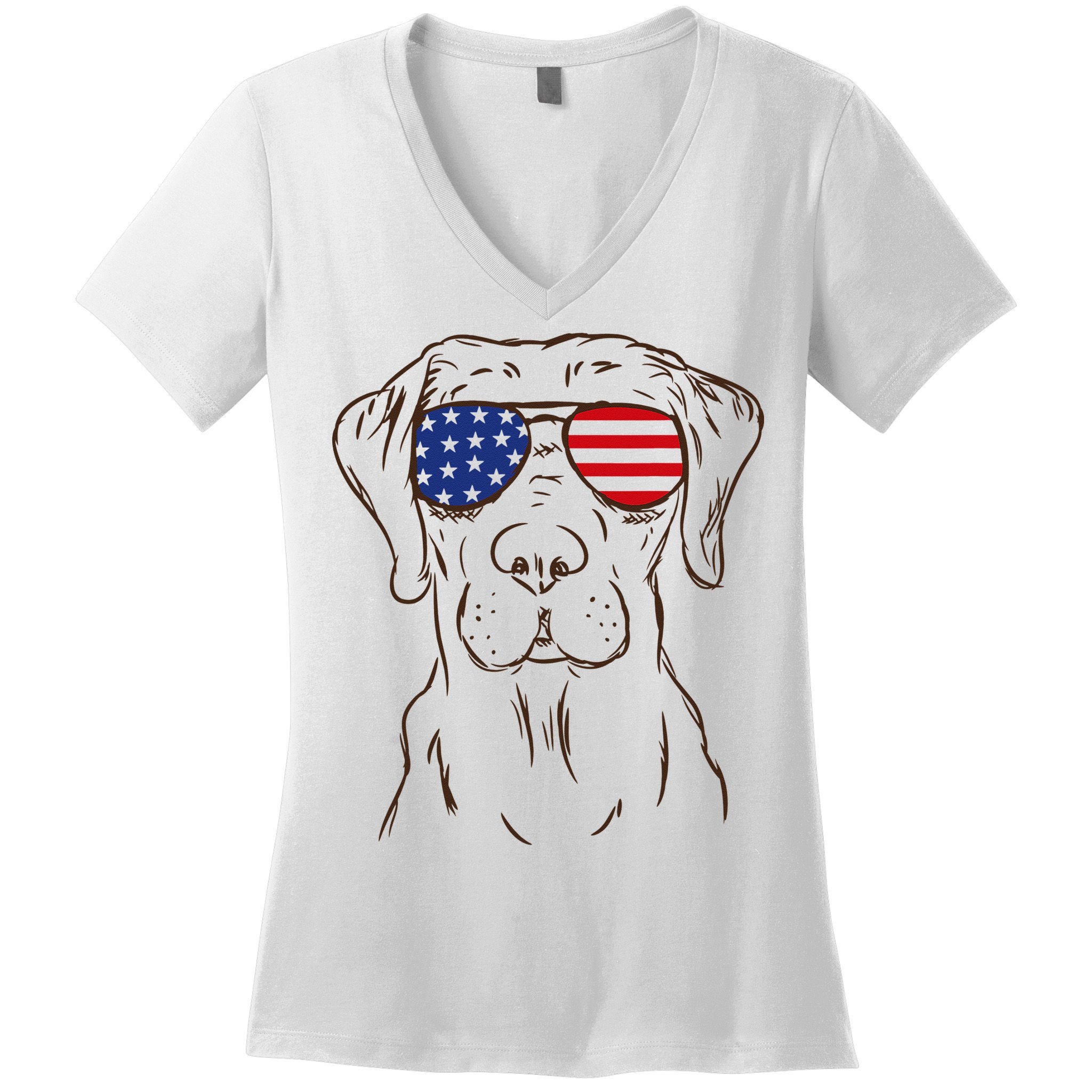 American Flag Labrador Retriever Patriotic 4th Of July Gifts Women's V-Neck T-Shirt