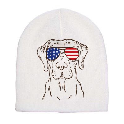 American Flag Labrador Retriever Patriotic 4th Of July Gifts Short Acrylic Beanie
