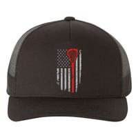 American Flag Lacrosse USA Vintage Yupoong Adult 5-Panel Trucker Hat