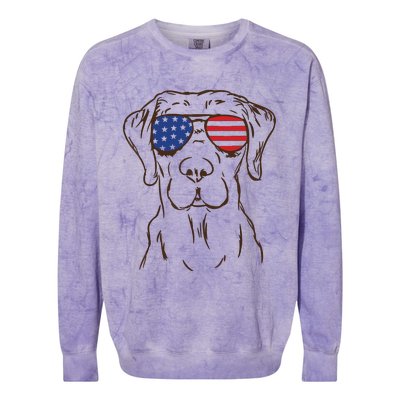 American Flag Labrador Retriever Patriotic 4th Of July Gifts Colorblast Crewneck Sweatshirt