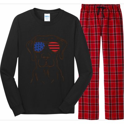 American Flag Labrador Retriever Patriotic 4th Of July Gifts Long Sleeve Pajama Set