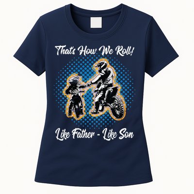 Awesome Father Like Son Dirt Bike Motocross Motorbike Womens T-Shirt