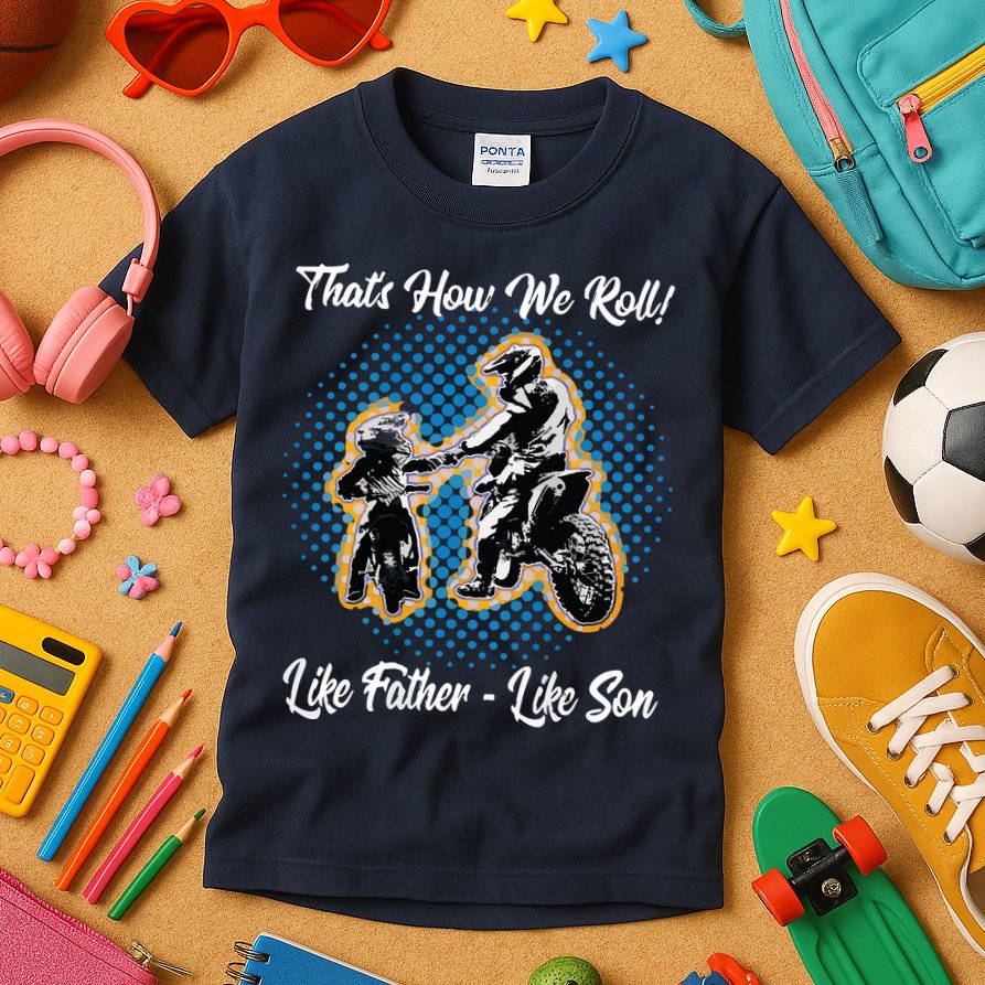 Awesome Father Like Son Dirt Bike Motocross Motorbike Kids T-Shirt