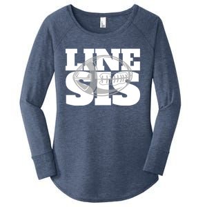 American Football Line Sis Player Support Funny Gift Women's Perfect Tri Tunic Long Sleeve Shirt