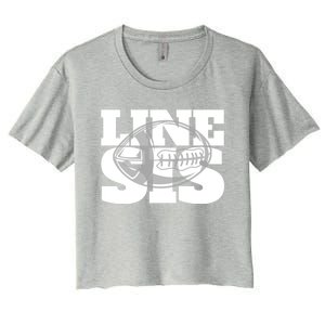 American Football Line Sis Player Support Funny Gift Women's Crop Top Tee