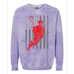 American Flag Lacrosse Usa Sport Colorblast Crewneck Sweatshirt