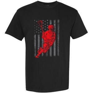 American Flag Lacrosse Usa Sport Garment-Dyed Heavyweight T-Shirt