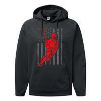 American Flag Lacrosse Usa Sport Performance Fleece Hoodie