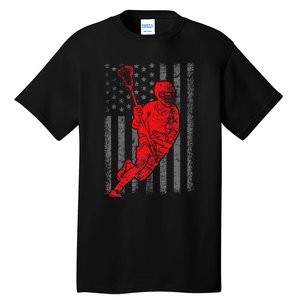 American Flag Lacrosse Usa Sport Tall T-Shirt