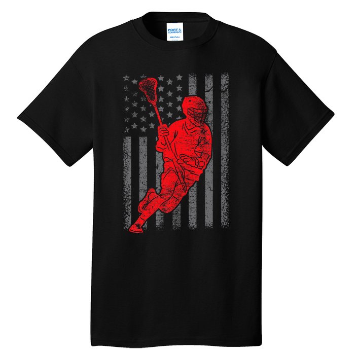 American Flag Lacrosse Usa Sport Tall T-Shirt