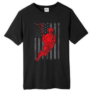 American Flag Lacrosse Usa Sport Tall Fusion ChromaSoft Performance T-Shirt