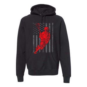 American Flag Lacrosse Usa Sport Premium Hoodie