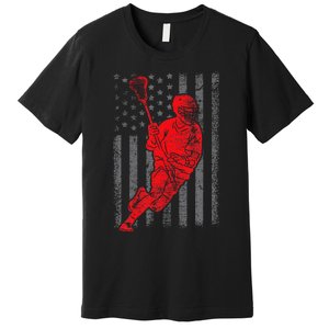 American Flag Lacrosse Usa Sport Premium T-Shirt