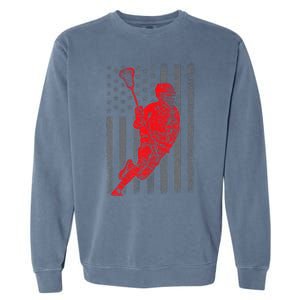 American Flag Lacrosse Usa Sport Garment-Dyed Sweatshirt